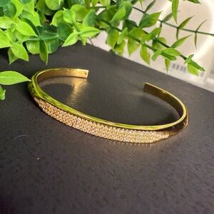 Kate Spade New York “Raise The Bar” Gold Pavé Cuff Bracelet NWT